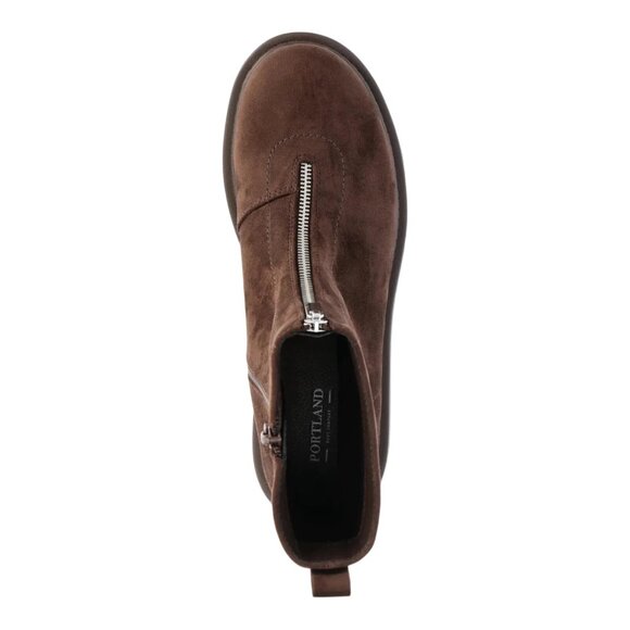 Portland Boot Company - Faux Brown Suede Zip Lug Sole Ankle Boots - SZ 9.5 - Picture 3 of 10